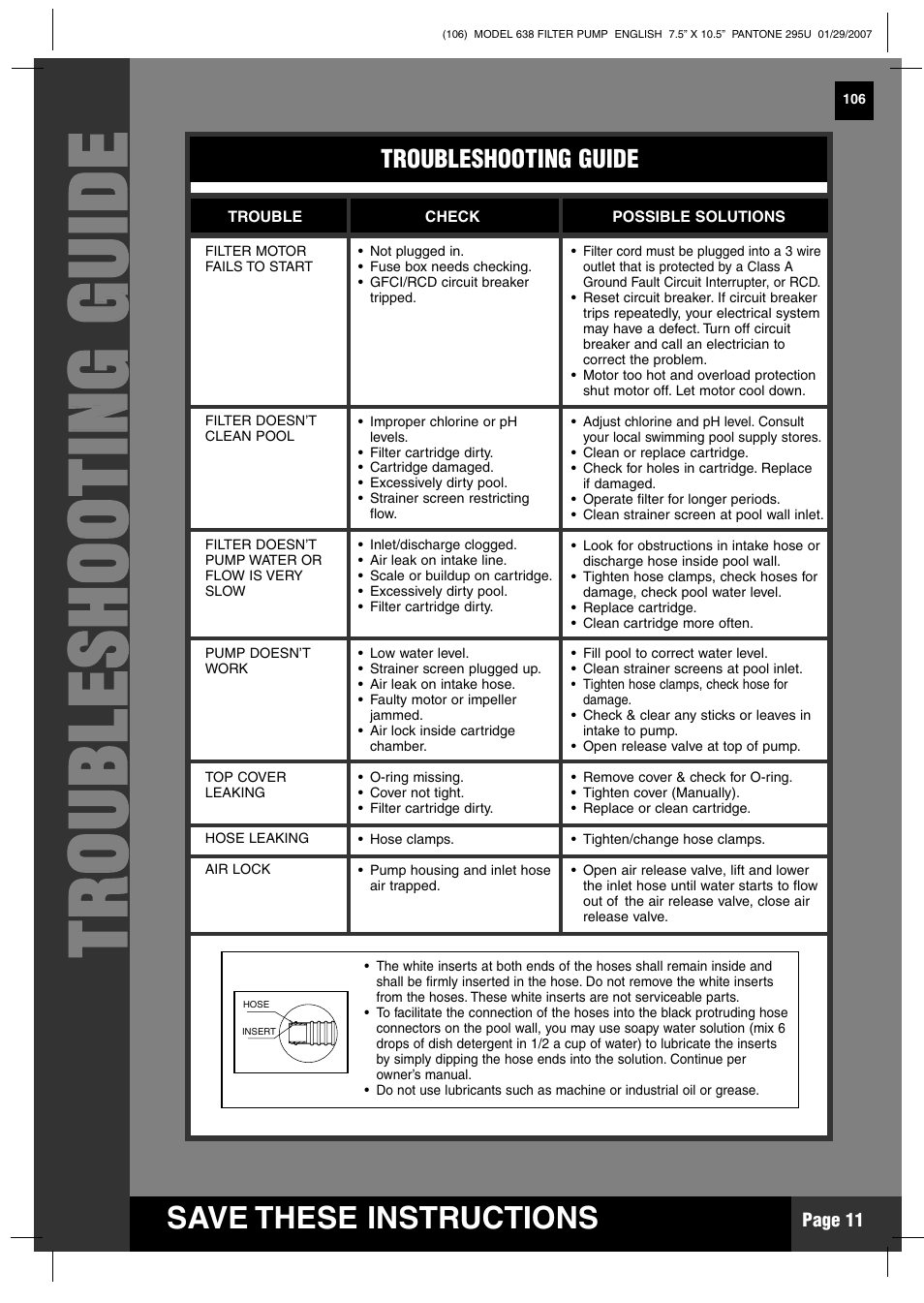 Intex Recreation KRYSTAL CLEAR 638 User Manual | Page 11 / 15