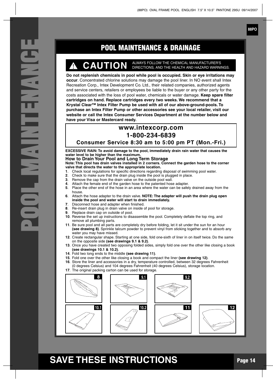 Pp oo oo ll mm aa iinn tt ee nn aa nn cc ee | Intex Recreation 88PO User Manual | Page 14 / 19