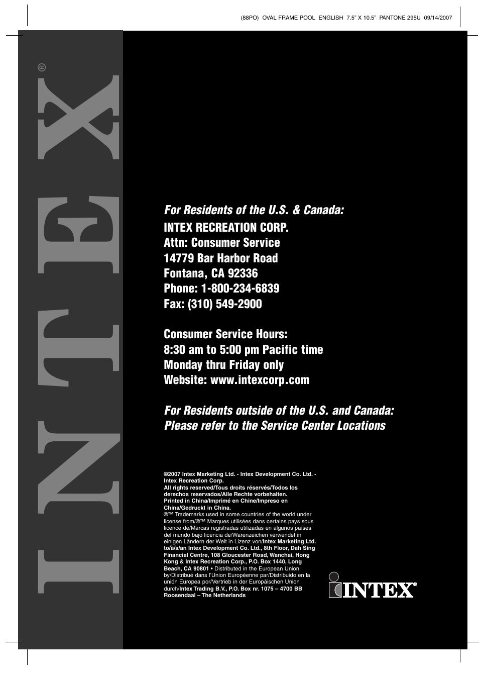 Intex | Intex Recreation 88PO User Manual | Page 19 / 19