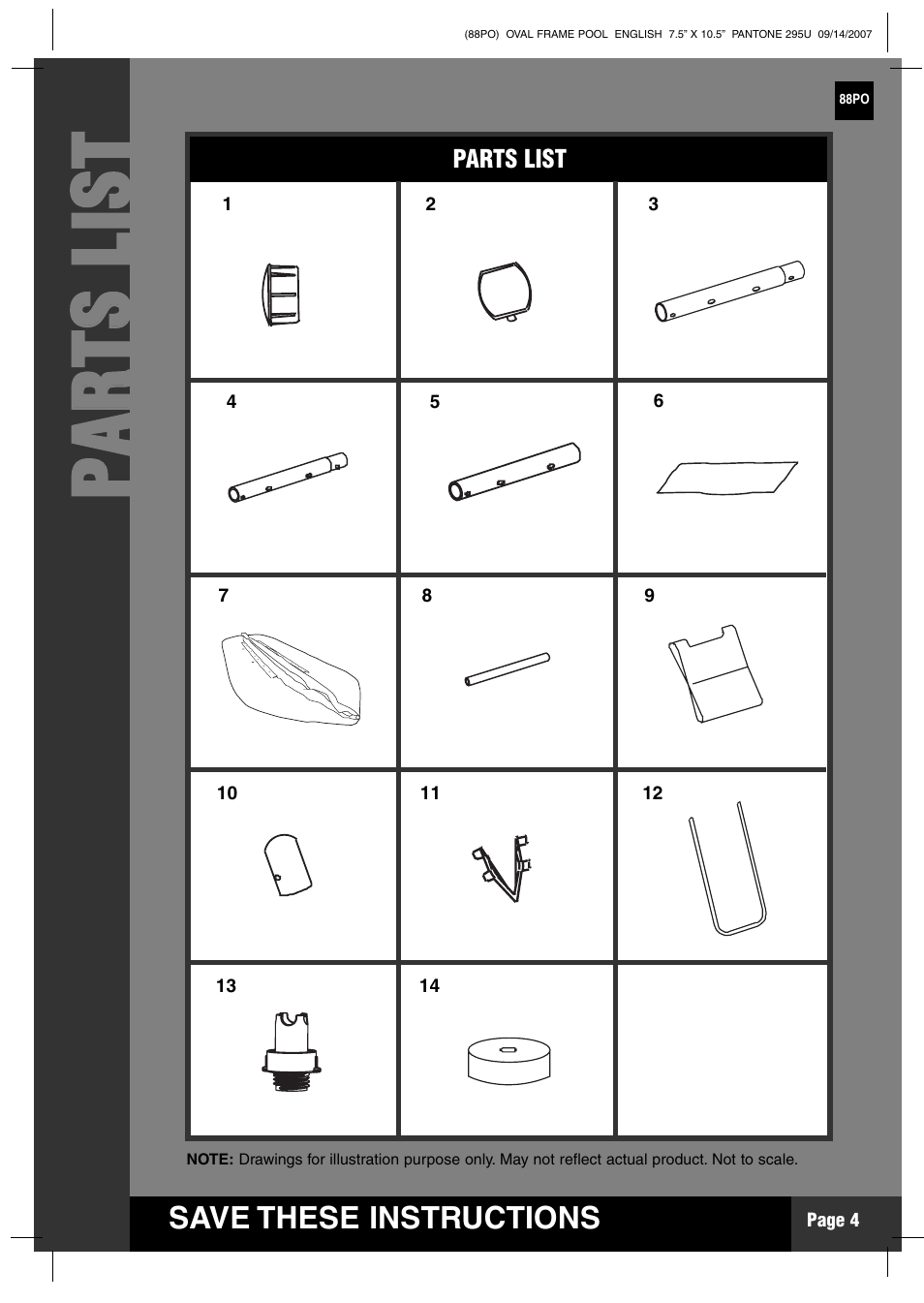 Pp aa rr tt ss ll iiss tt | Intex Recreation 88PO User Manual | Page 4 / 19