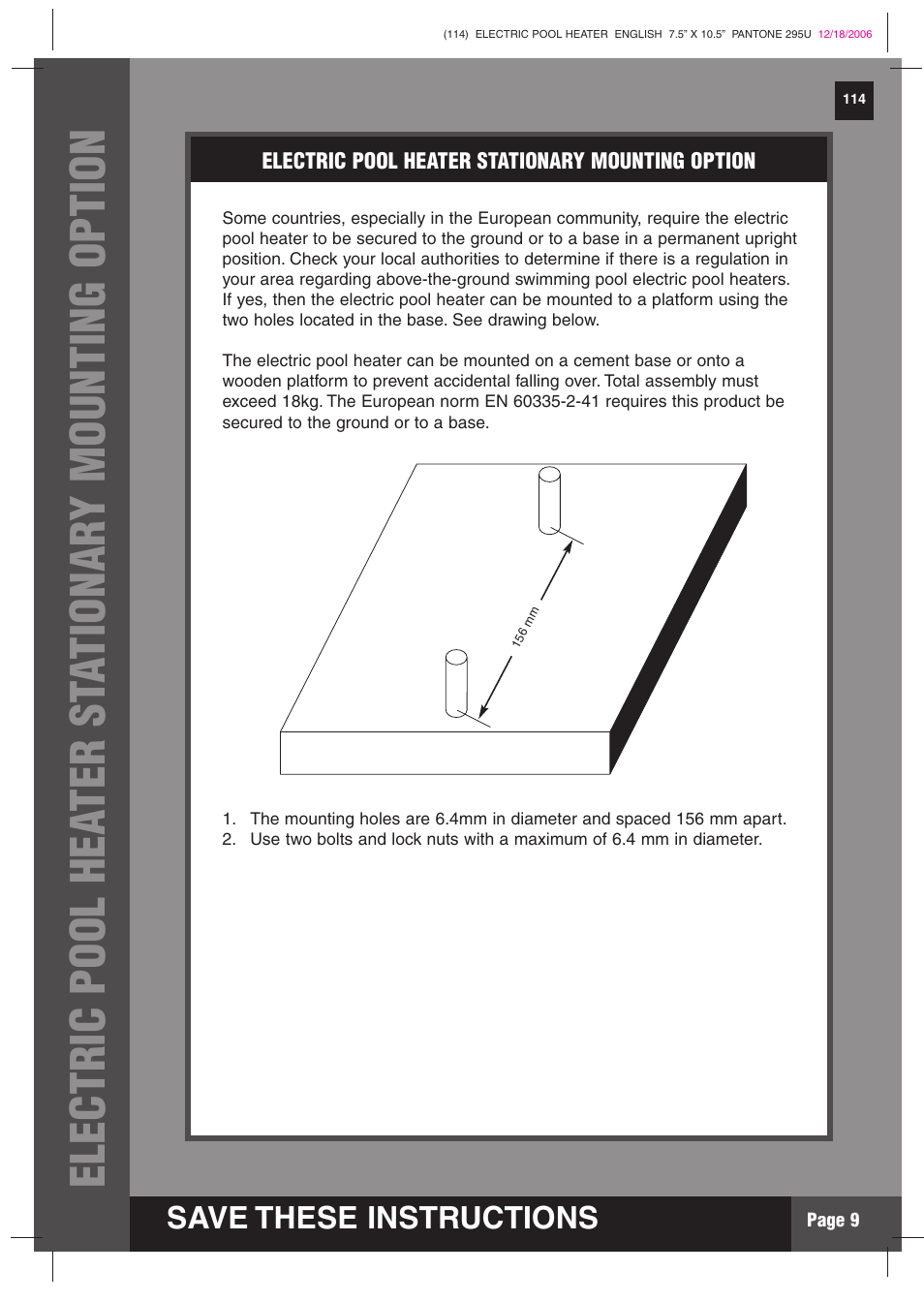 Save these instructions | Intex Recreation HT30220 User Manual | Page 9 / 15