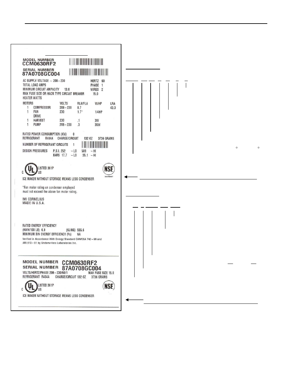 Model and serial number format | Cornelius CCM CCU User Manual | Page 6 / 25