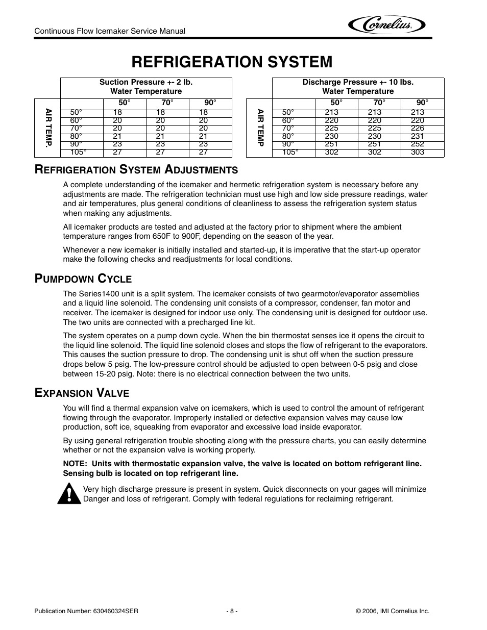 Refrigeration system | Cornelius WCF1411-A User Manual | Page 12 / 22