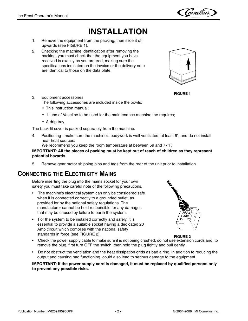 Installation | Cornelius ICE FROST User Manual | Page 6 / 32