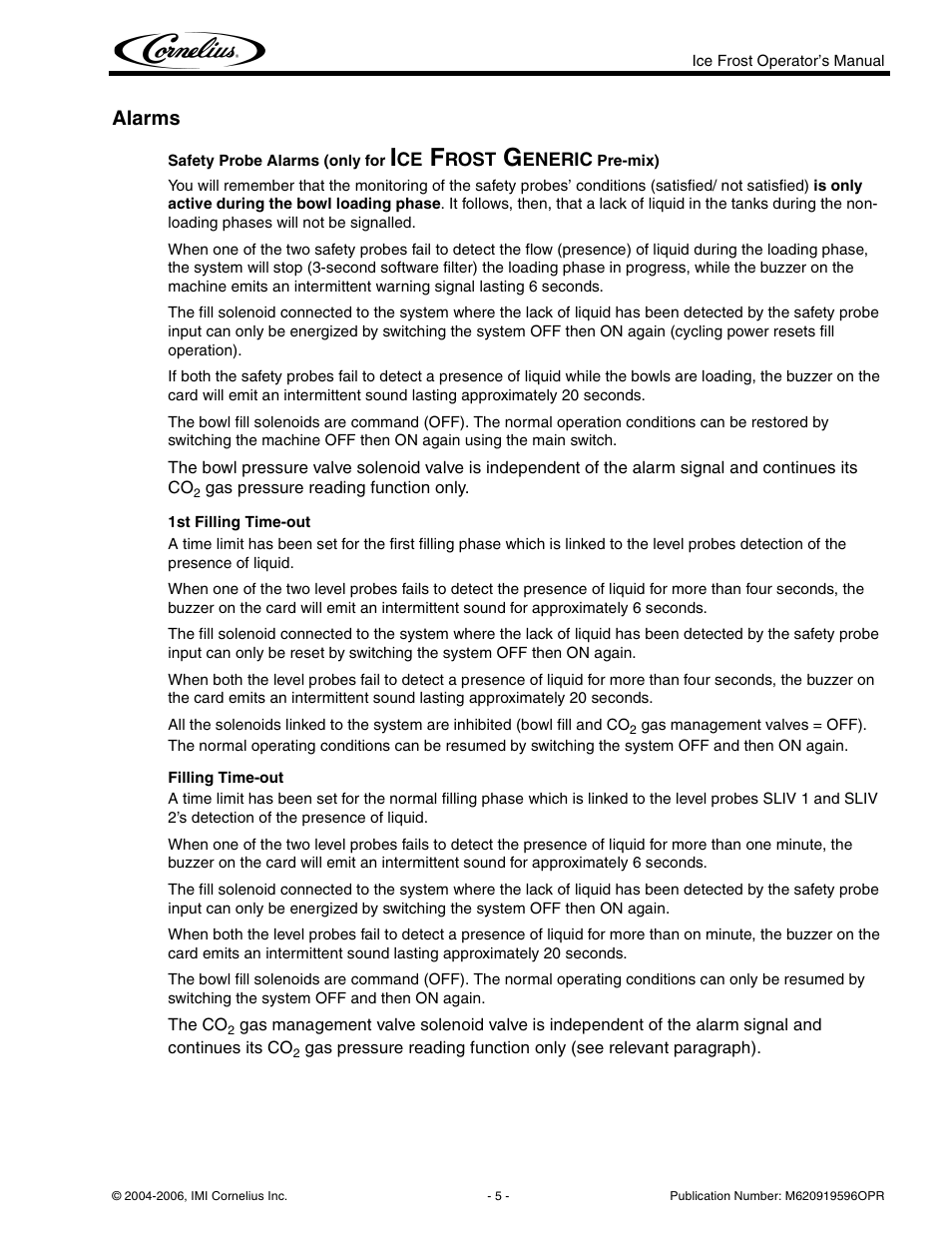 Alarms | Cornelius ICE FROST User Manual | Page 9 / 32