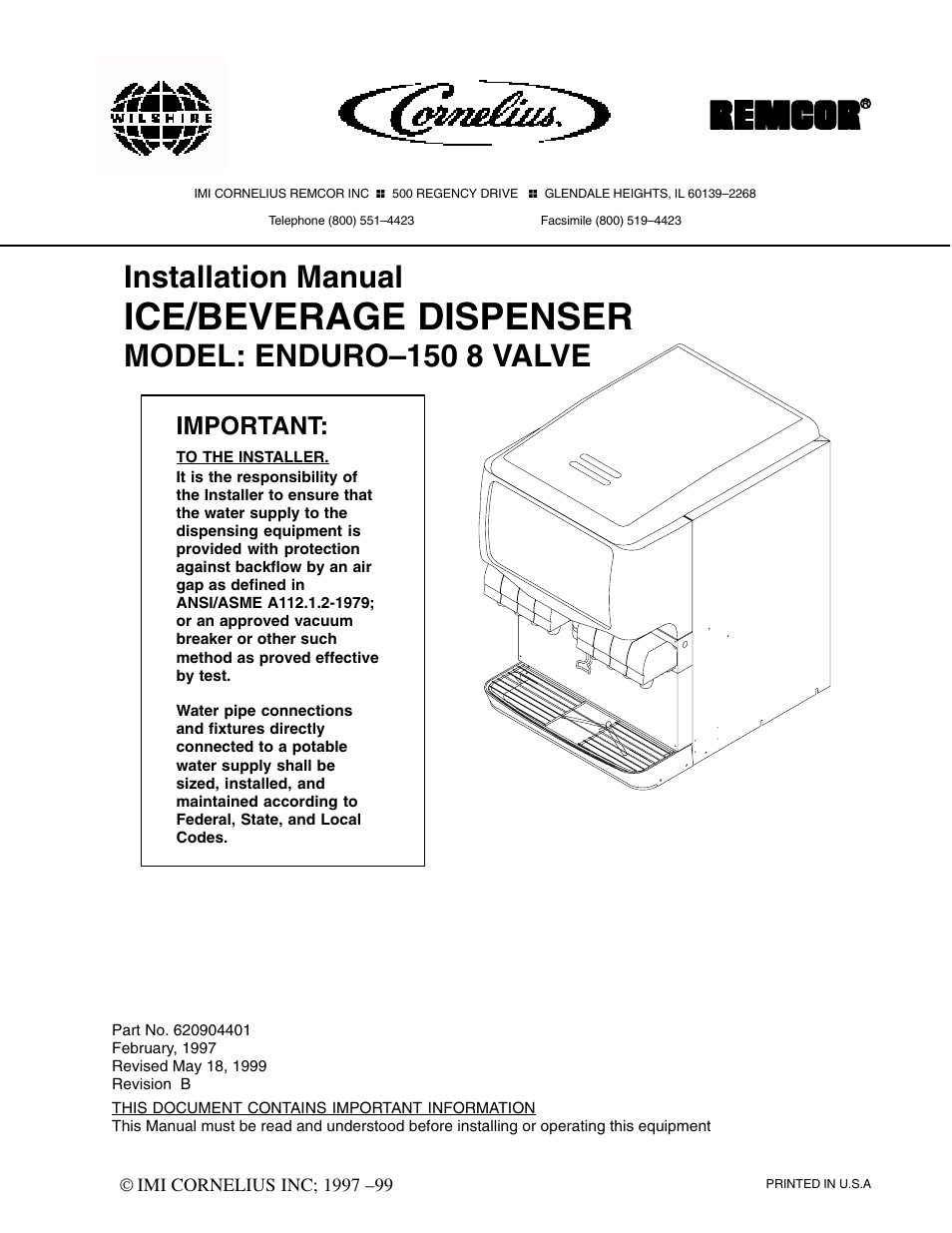 Cornelius ENDURO-150 User Manual | 18 pages