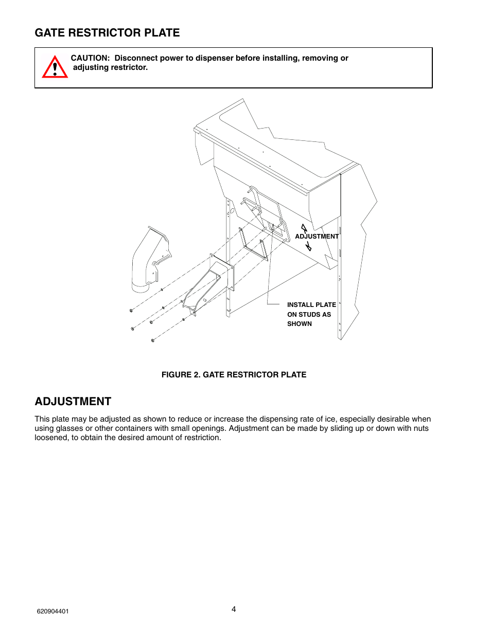 Gate restrictor plate, Adjustment | Cornelius ENDURO-150 User Manual | Page 6 / 18