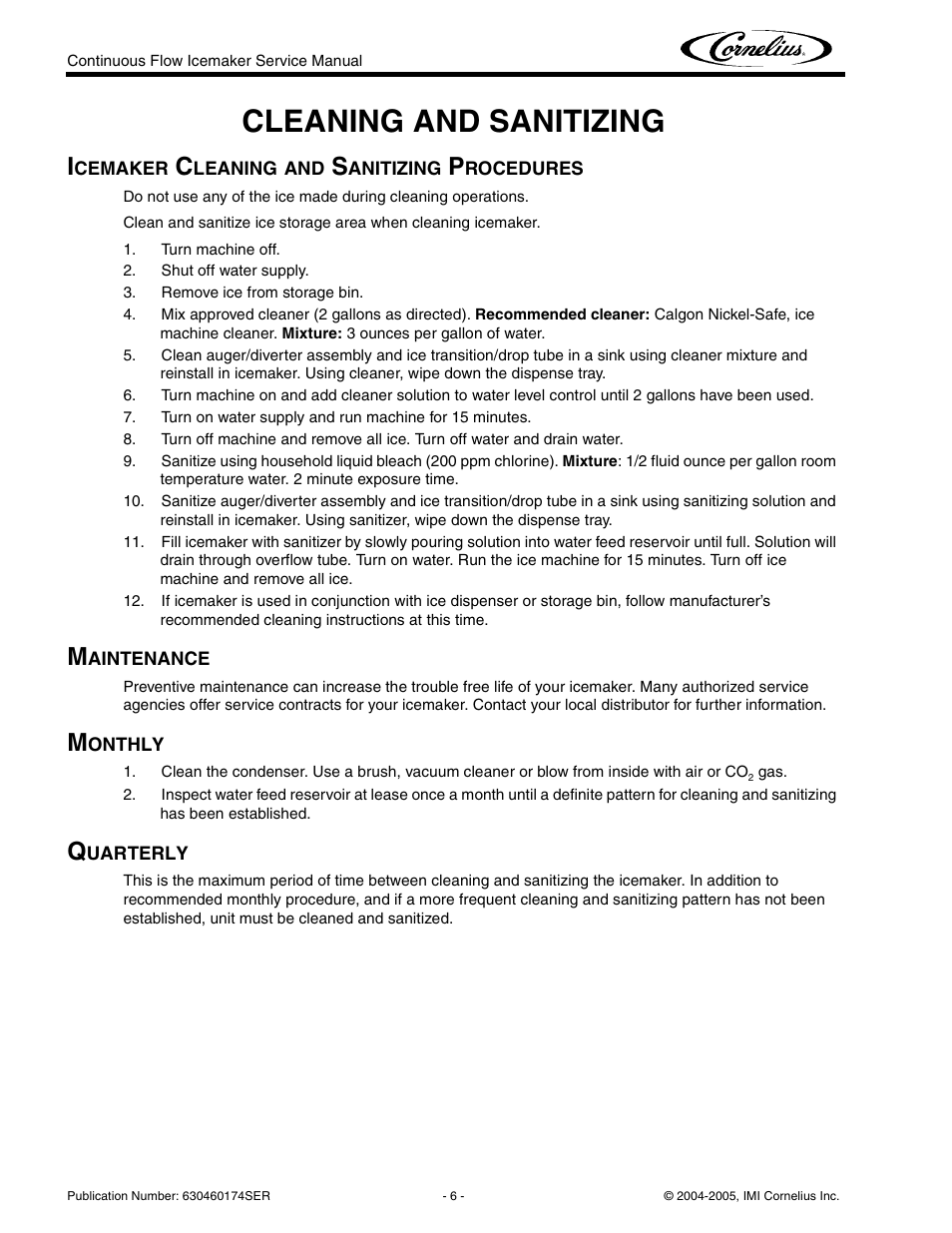 Cleaning and sanitizing | Cornelius 700 - Series User Manual | Page 10 / 26