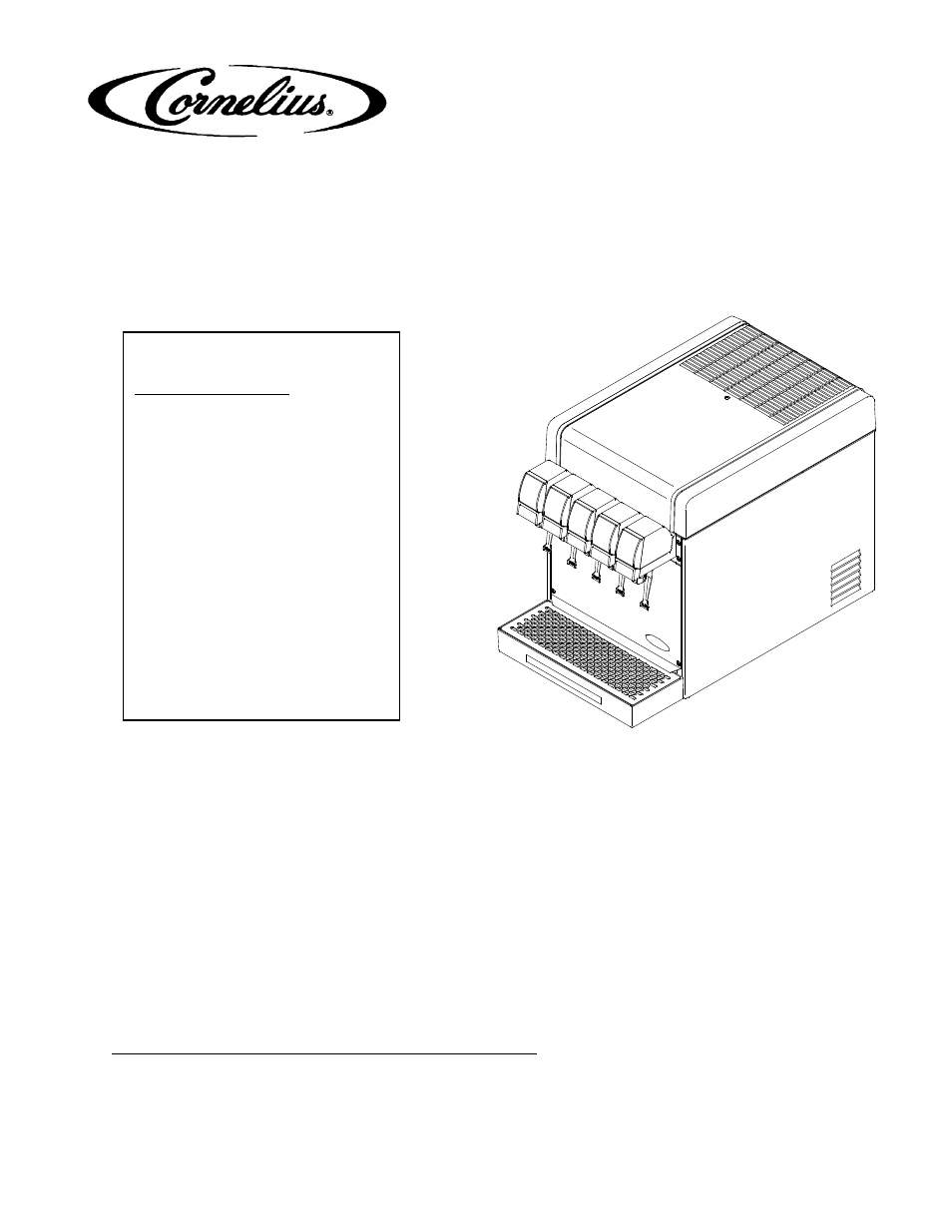 Cornelius VANTAGE POST-MIX DISPENSER User Manual | 29 pages