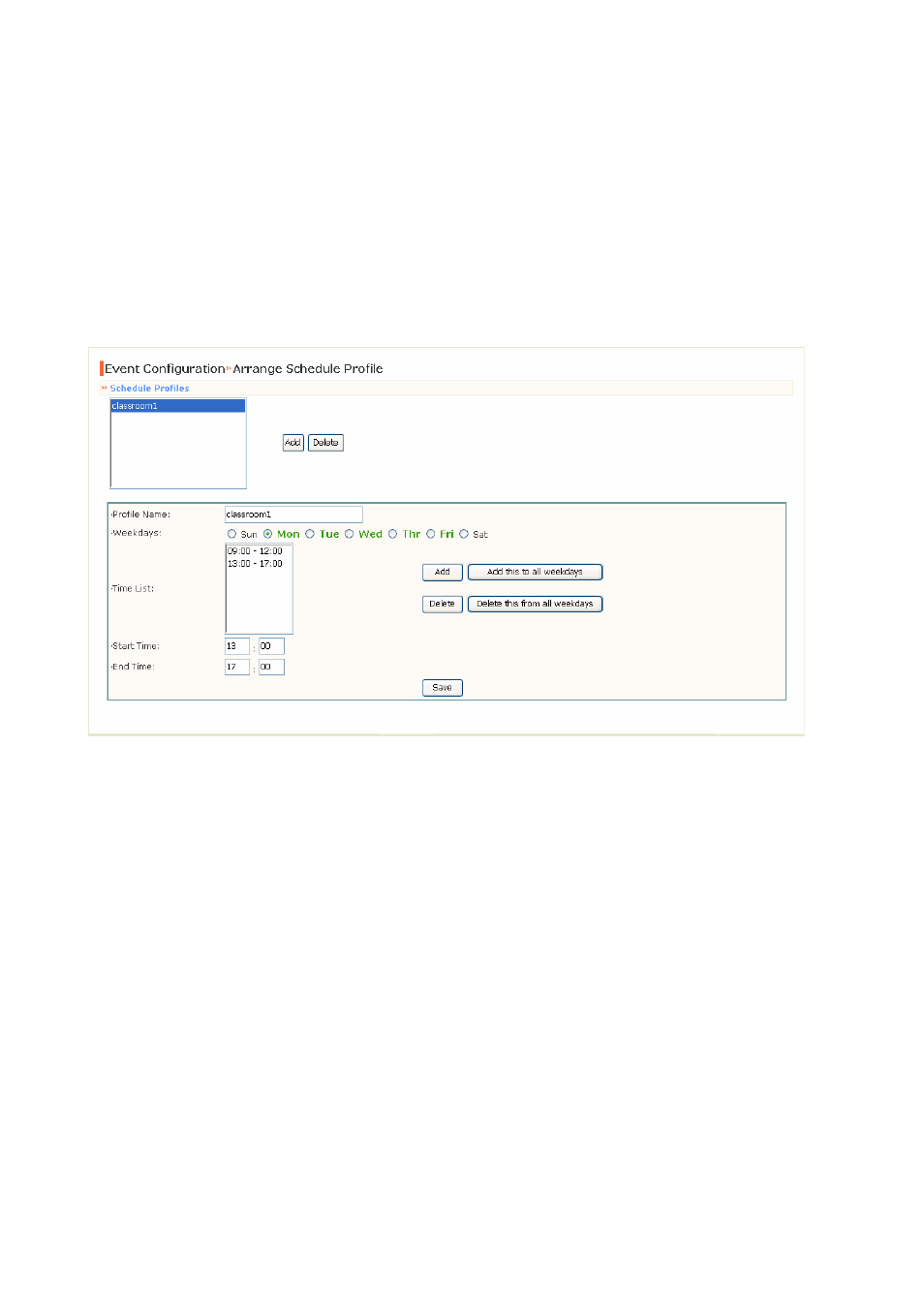 Event configuration >> arrange schedule profile | IPUX CS101A User Manual | Page 35 / 50