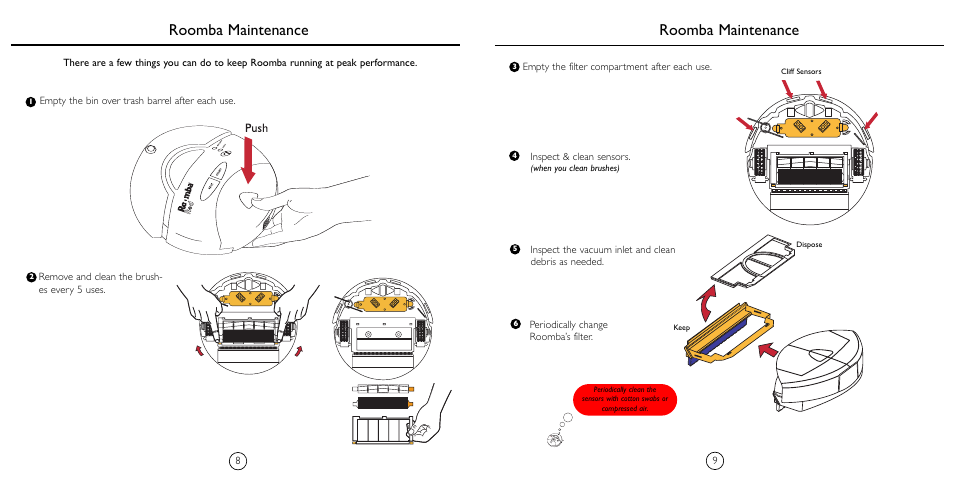 Roomba maintenance | iRobot 4110 User Manual | Page 6 / 8