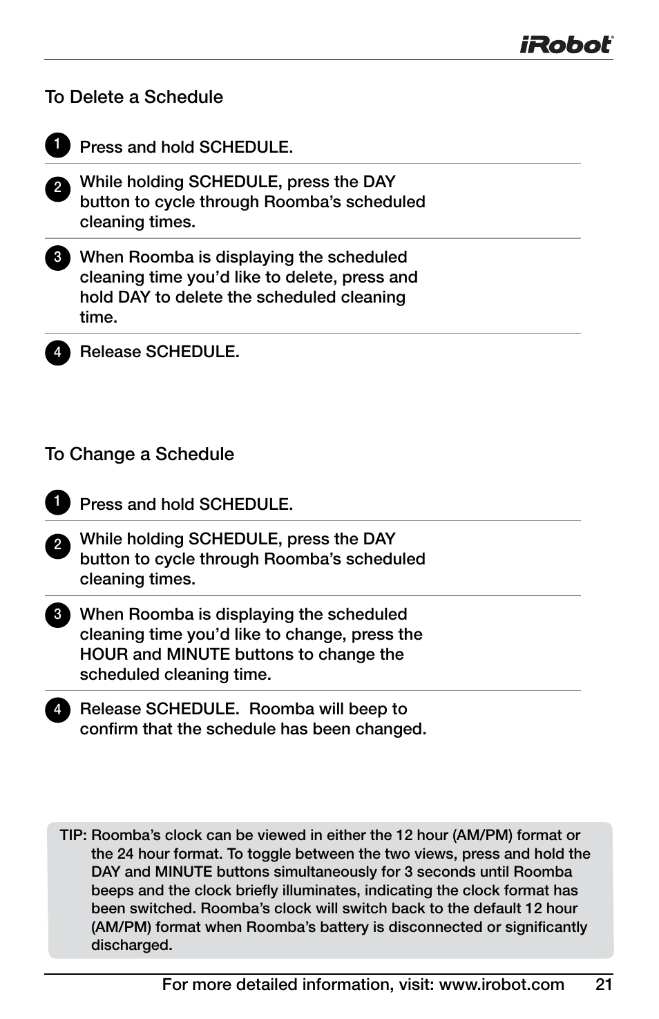 iRobot Roomba 600 Series User Manual | Page 21 / 36