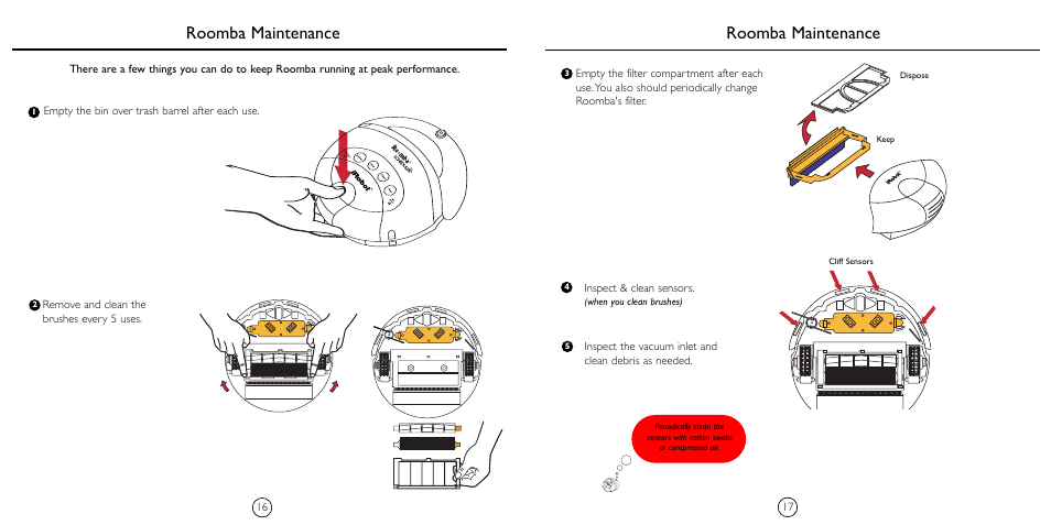 Roomba maintenance | iRobot 4230 User Manual | Page 10 / 14