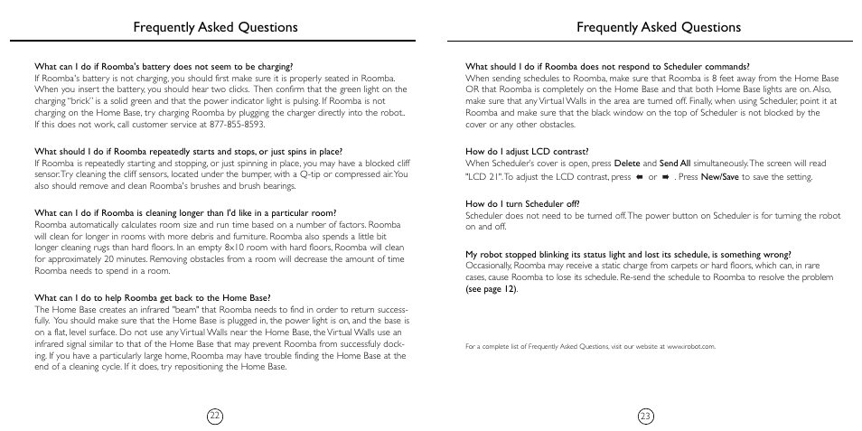 Frequently asked questions | iRobot 4230 User Manual | Page 13 / 14