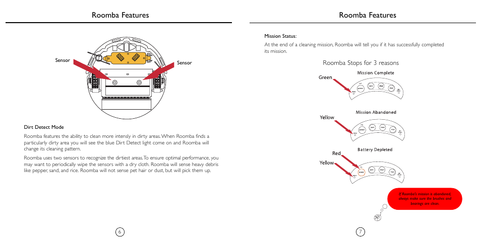 Roomba features, Roomba stops for 3 reasons | iRobot 4230 User Manual | Page 5 / 14