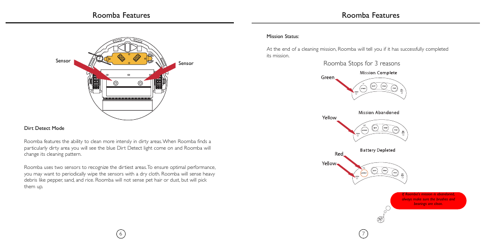 Roomba features, Roomba stops for 3 reasons | iRobot 4210 User Manual | Page 5 / 10