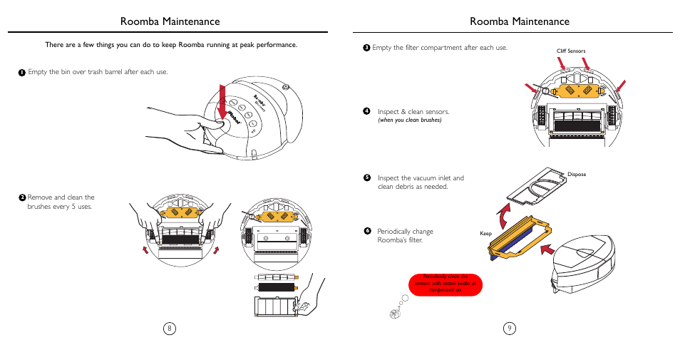 Roomba maintenance | iRobot 4210 User Manual | Page 6 / 10