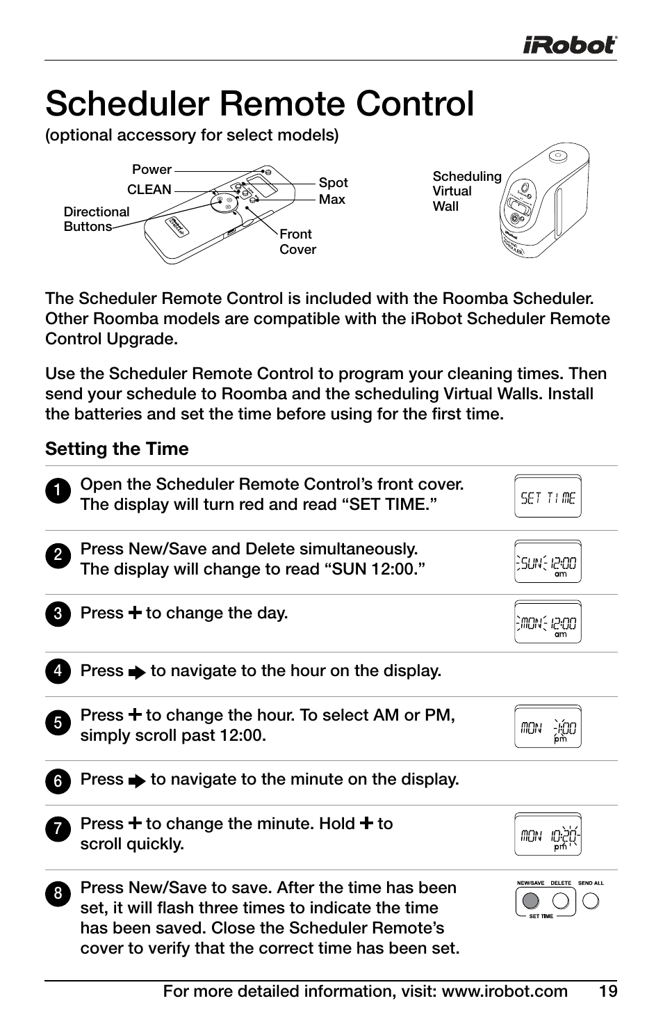 Scheduler remote control | iRobot DISCOVERY 400 User Manual | Page 19 / 28