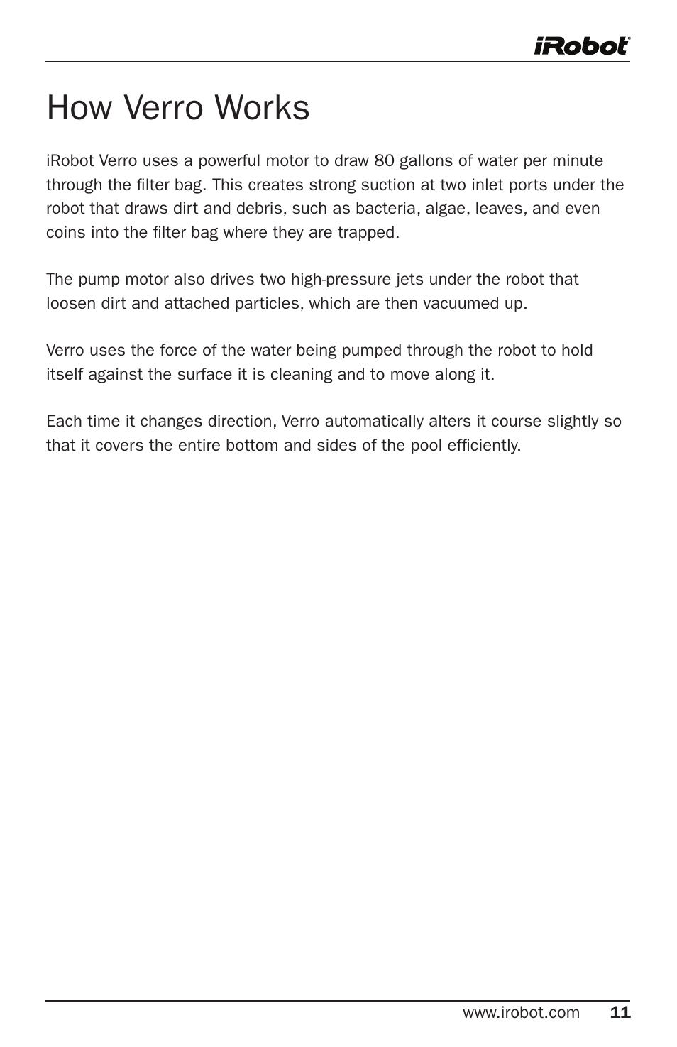 How verro works | iRobot 300 User Manual | Page 11 / 28