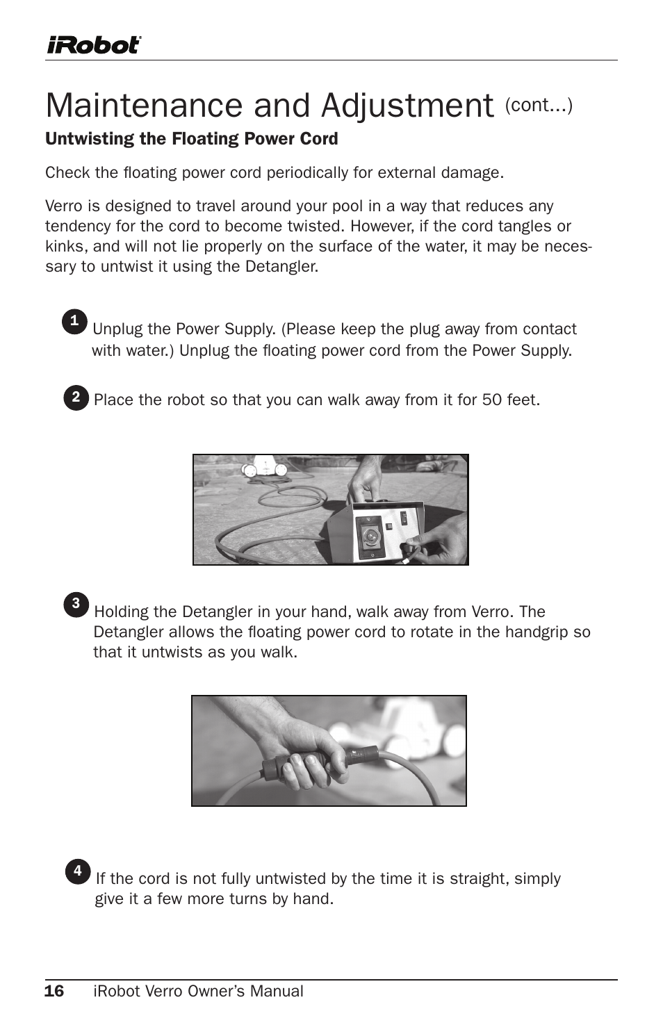 Maintenance and adjustment | iRobot 300 User Manual | Page 16 / 28