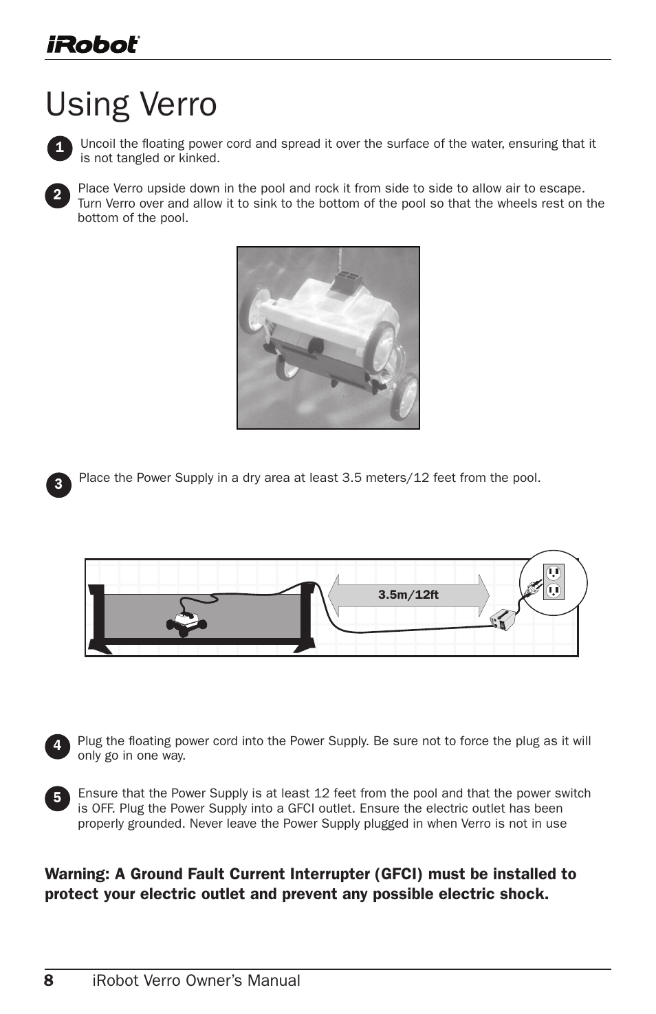 Using verro | iRobot 300 User Manual | Page 8 / 28