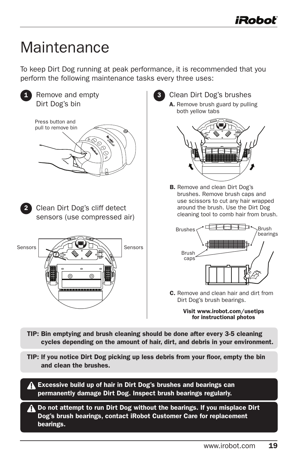 Maintenance | iRobot Robot User Manual | Page 19 / 22