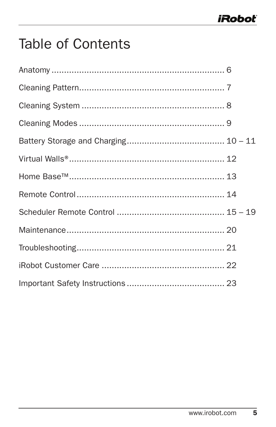 iRobot Robot User Manual | Page 5 / 22