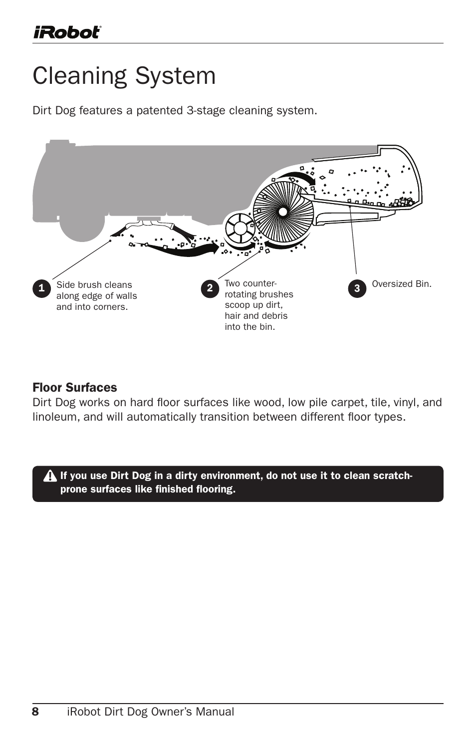 Cleaning system | iRobot Robot User Manual | Page 8 / 22