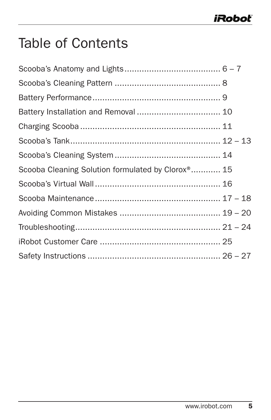 iRobot Cleaning System User Manual | Page 5 / 30