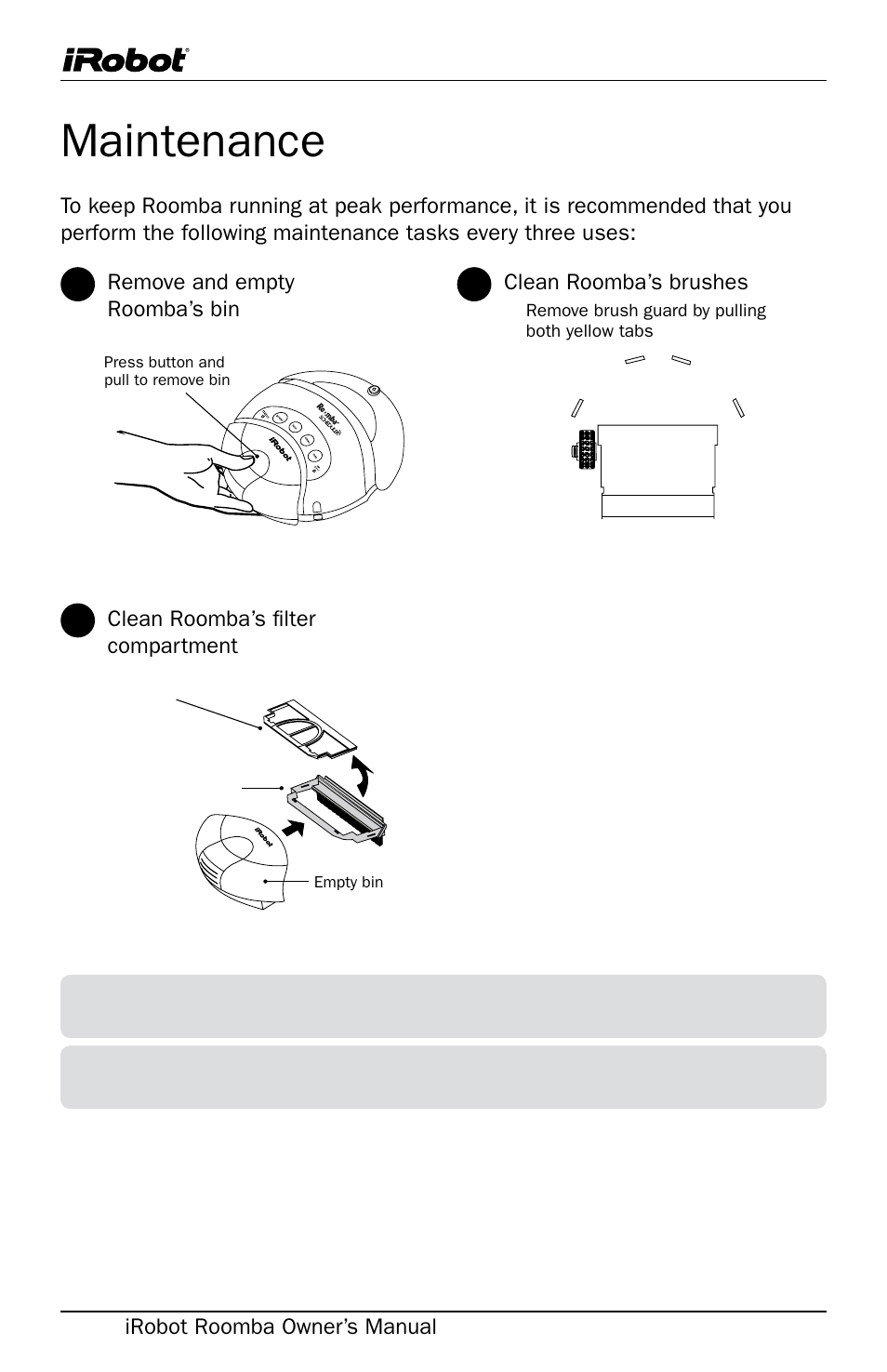 Maintenance | iRobot Roomba User Manual | Page 20 / 24