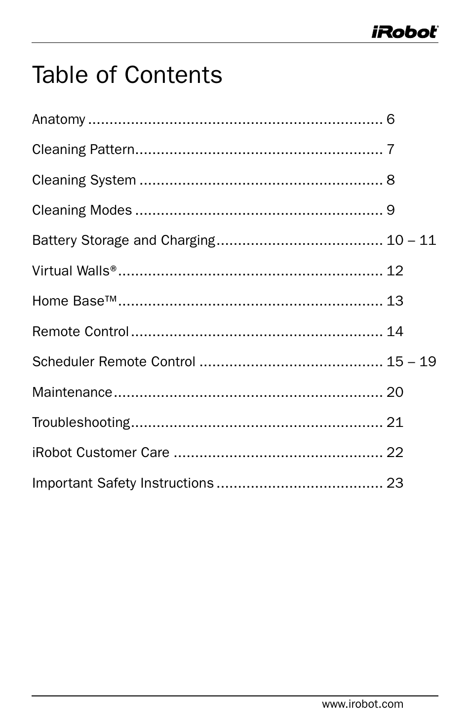 iRobot Roomba User Manual | Page 5 / 24