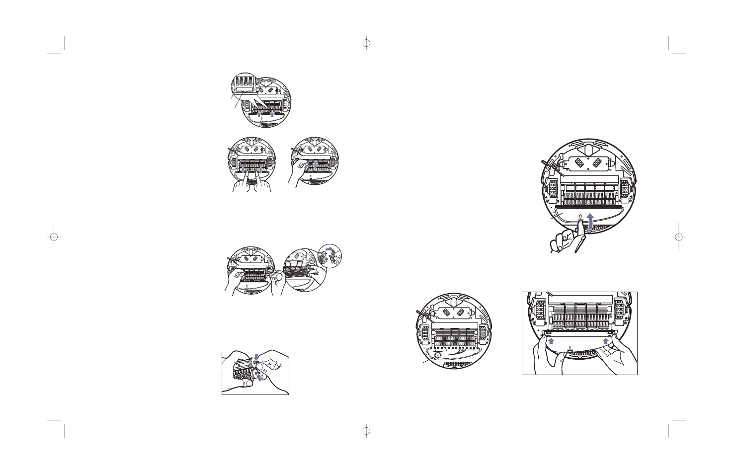 Cleaning the vacuum inlet, Cleaning the main brushes | iRobot Roomba Robotic FloorVac User Manual | Page 10 / 14