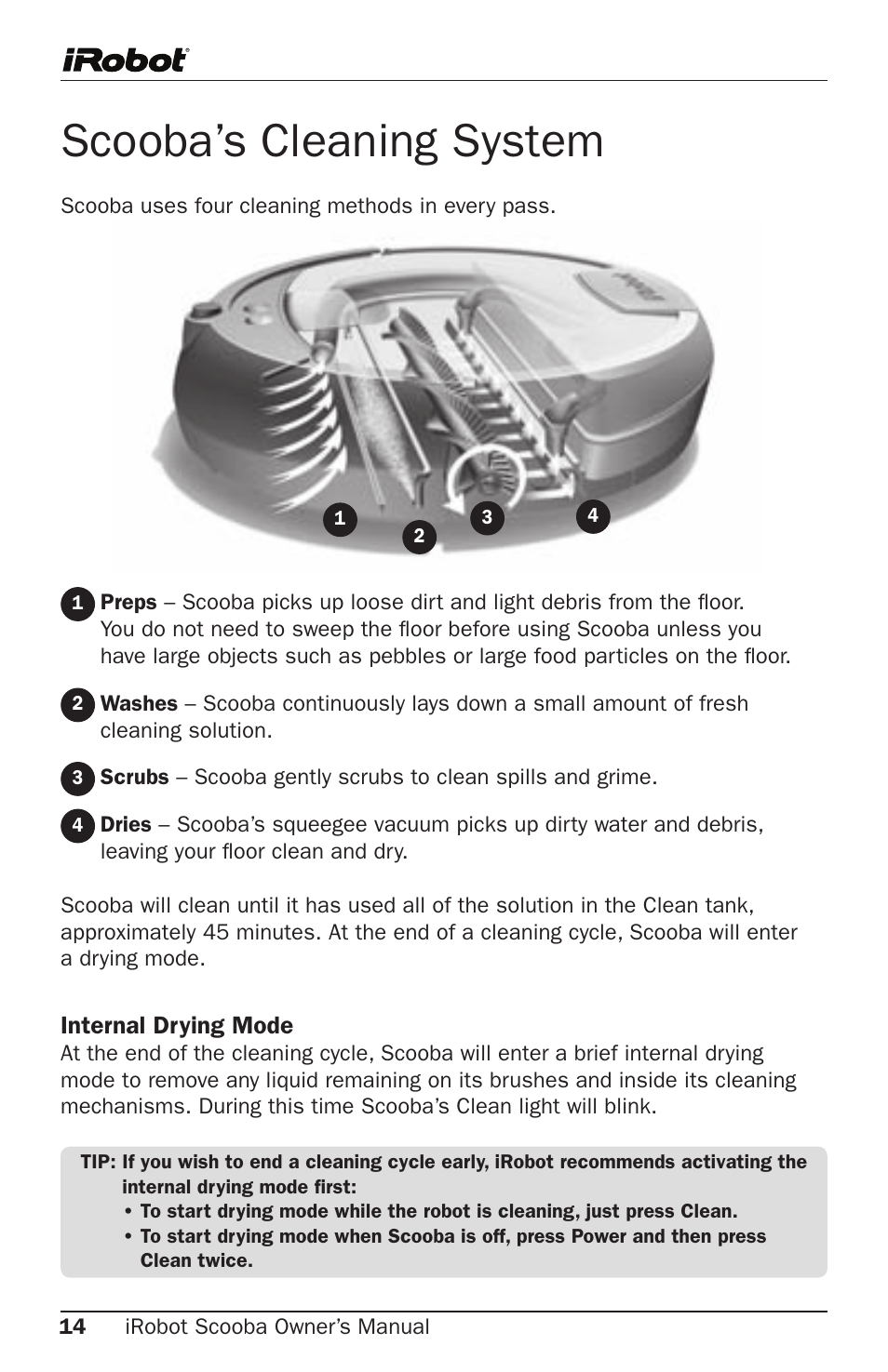 Scooba’s cleaning system | iRobot 5800 User Manual | Page 14 / 30