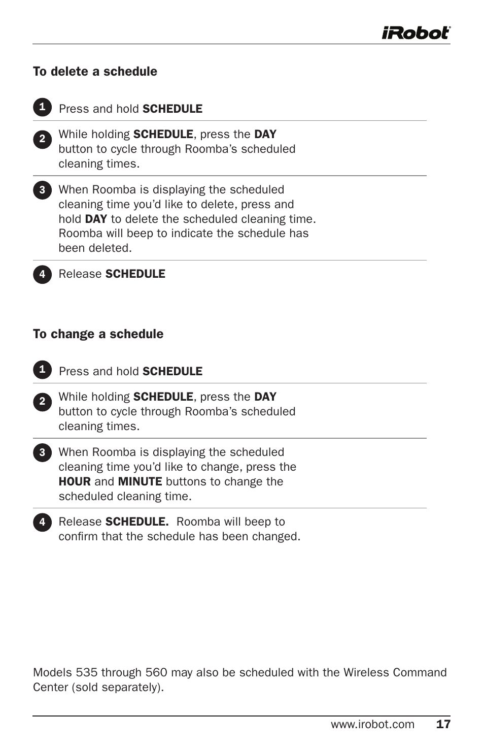 iRobot Roomba 500 Series User Manual | Page 17 / 28