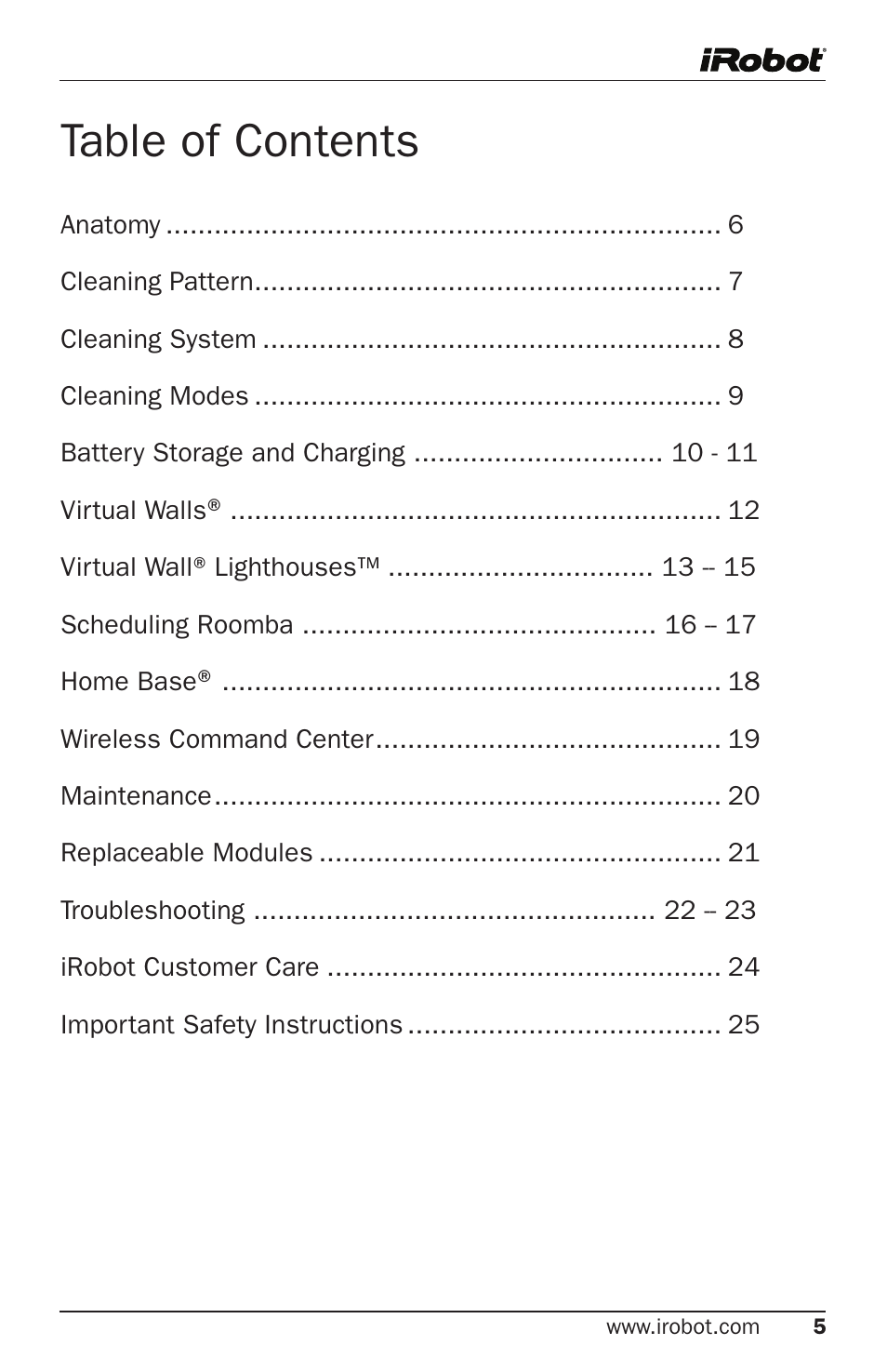 iRobot Roomba 500 Series User Manual | Page 5 / 28