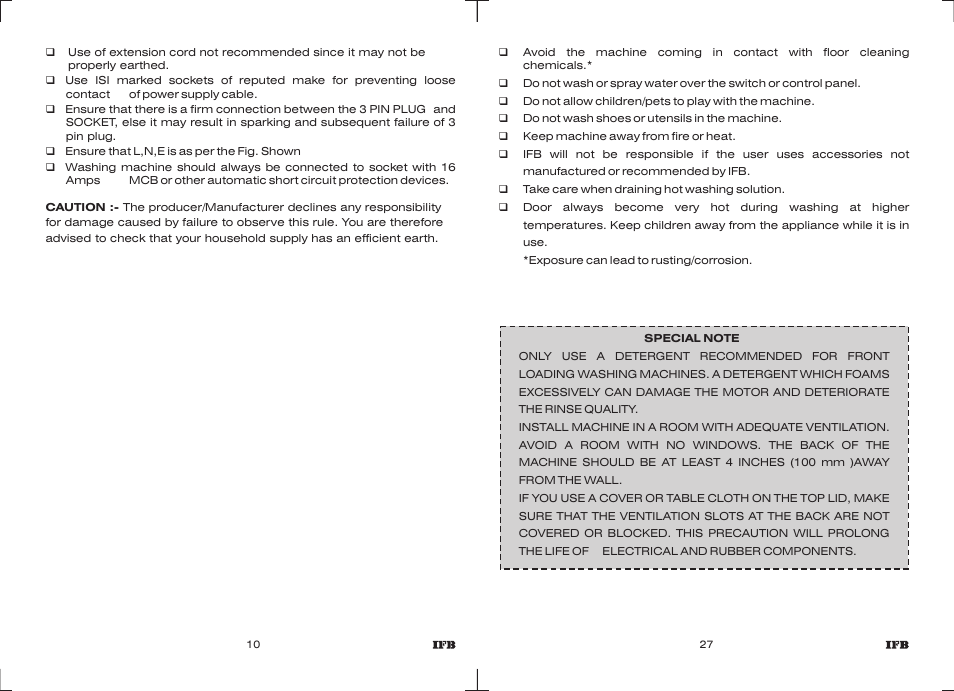 IFB Appliances Diva WT DIV B User Manual | Page 8 / 16