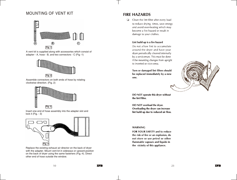 Mounting of vent kit | IFB Appliances 550 User Manual | Page 8 / 14