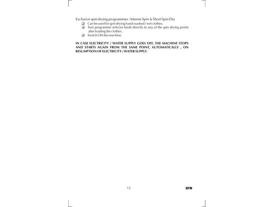 IFB Appliances SENORITA PLUS User Manual | Page 13 / 27