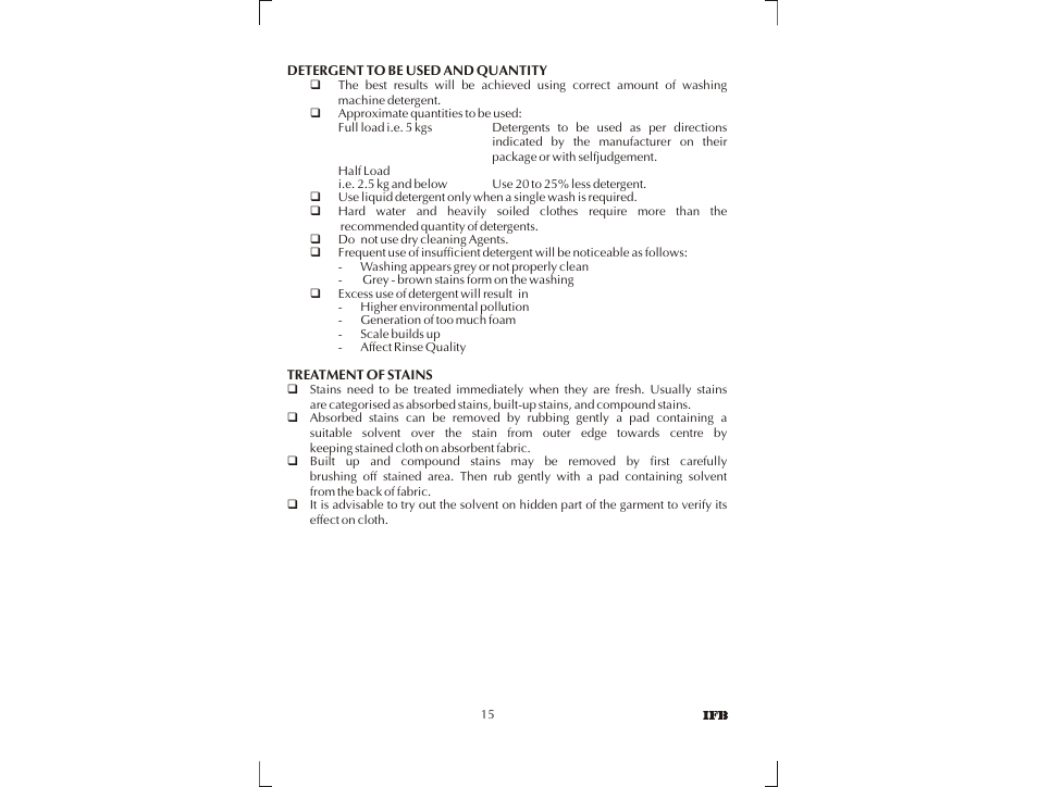 IFB Appliances SENORITA PLUS User Manual | Page 16 / 27