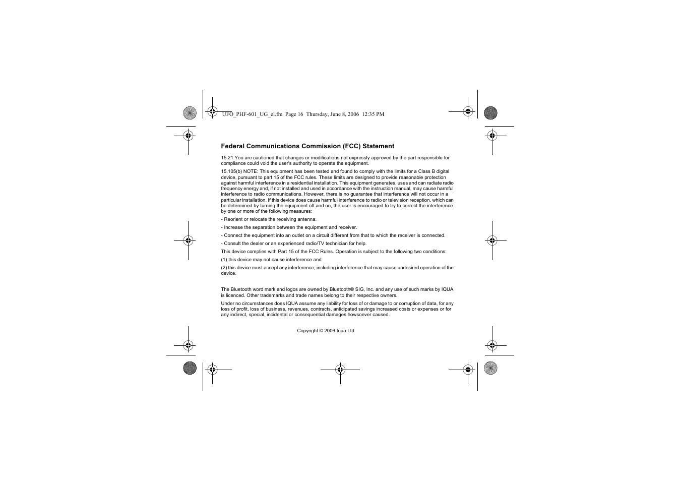 Iqua UFO Portable Handsfree User User Manual | Page 17 / 18