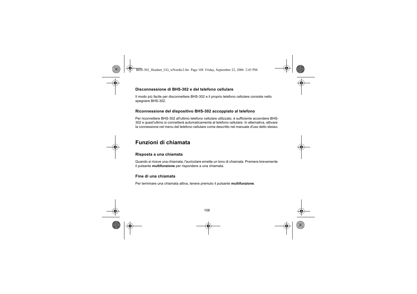 Funzioni di chiamata | Iqua BHS-302 User Manual | Page 108 / 148