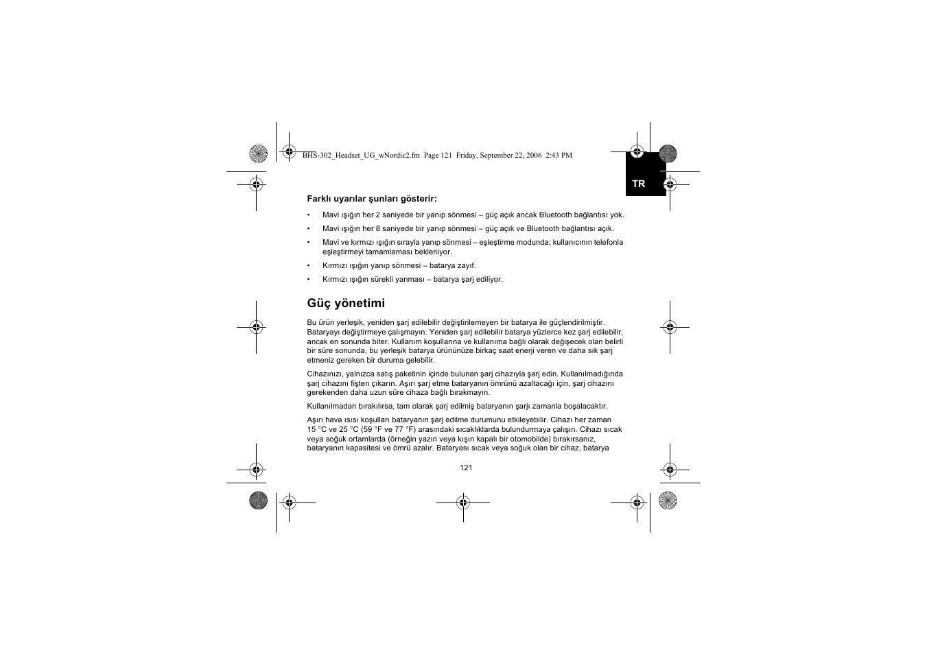 Güç yönetimi | Iqua BHS-302 User Manual | Page 121 / 148