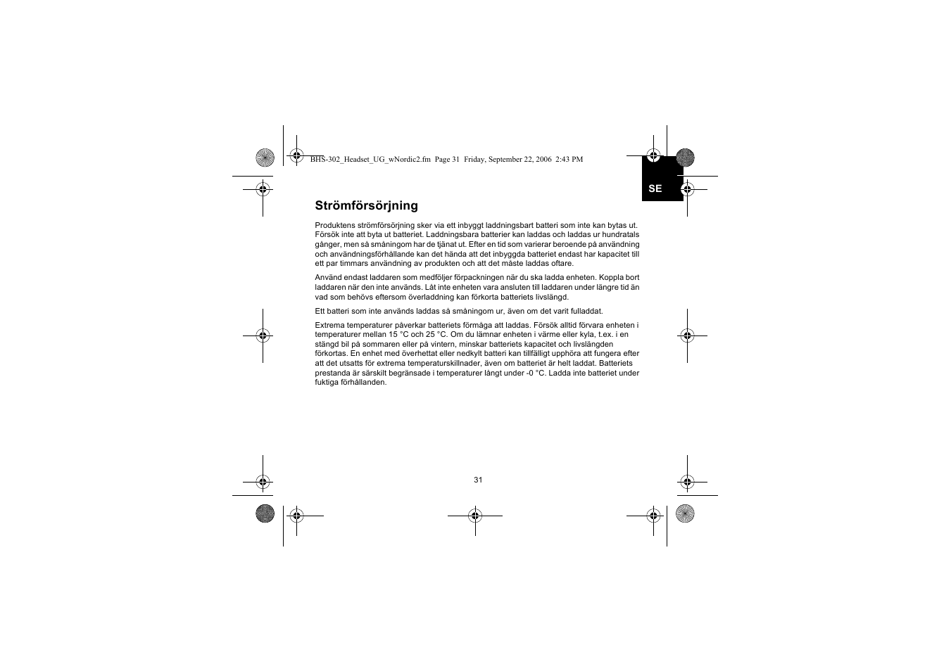 Strömförsörjning | Iqua BHS-302 User Manual | Page 31 / 148