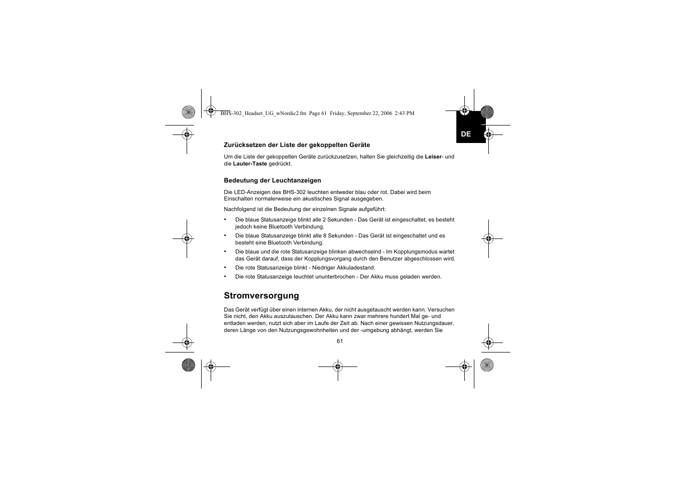 Stromversorgung | Iqua BHS-302 User Manual | Page 61 / 148