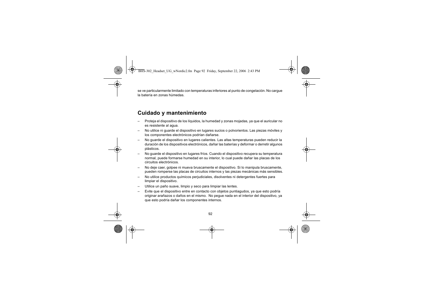 Cuidado y mantenimiento | Iqua BHS-302 User Manual | Page 92 / 148