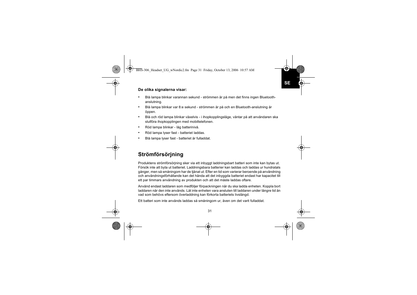 Strömförsörjning | Iqua BHS-306 User Manual | Page 31 / 148
