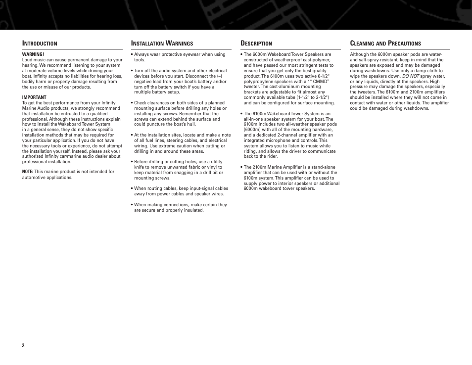 Infinity 6100M User Manual | Page 2 / 8