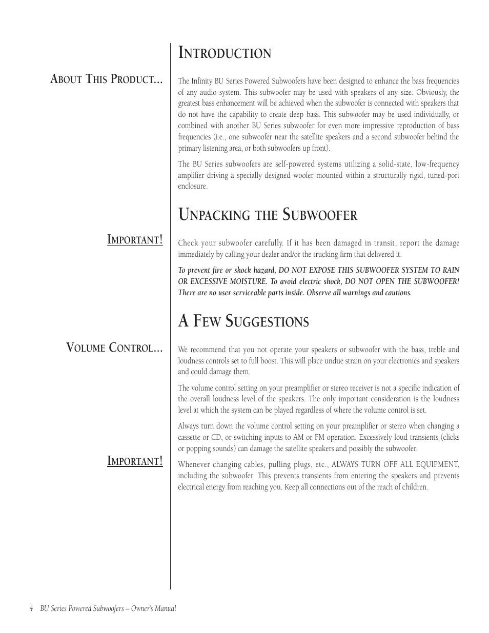 Infinity BU-80 User Manual | Page 4 / 16