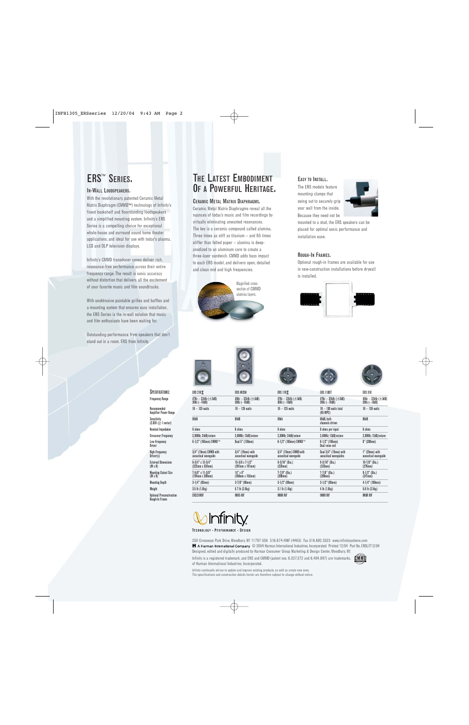 Atest, Mbodiment, Owerful | Eritage, Eries | Infinity ERS Series User Manual | Page 2 / 2
