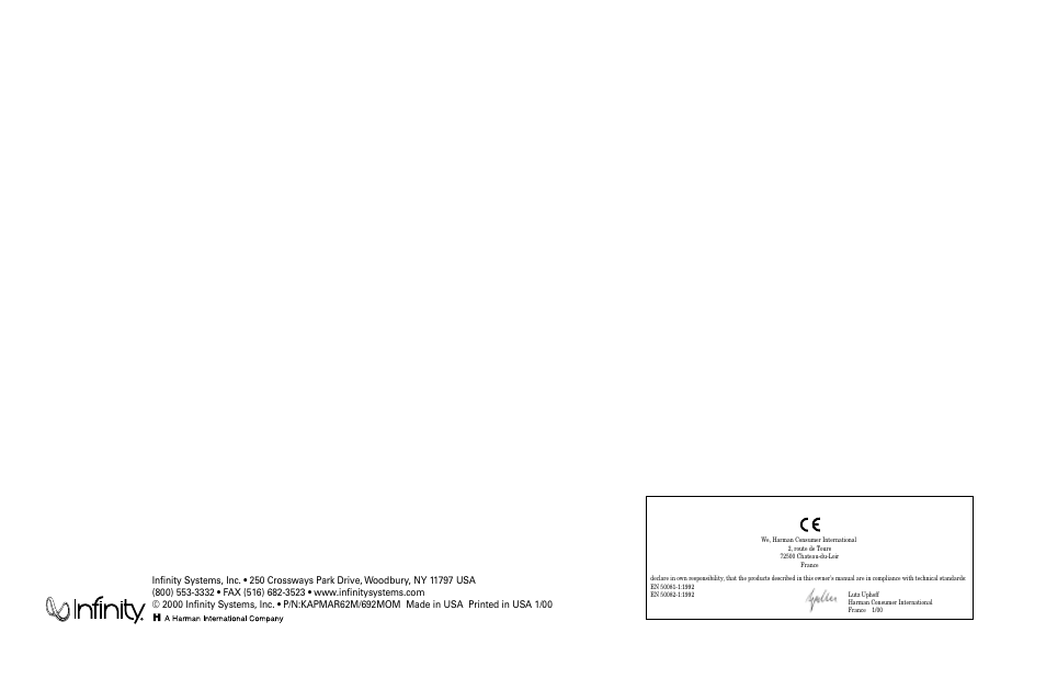 Infinity Kappa Marine Speaker 692m User Manual | Page 4 / 4